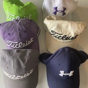 Titleist Caps in Green, White, Gray, and Navy